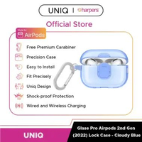 UNIQ Glase Pro Airpods 2nd Gen (2022) Lock Case AirPods Case AirPods AirPod Casing Cloudy Blue