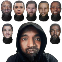 3D Printed Seamless Kanye Face Mask Celebrity Face Face Funny Head All Scarf Headwear Hood A5P2
