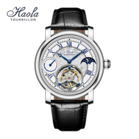 Haofa Luxury Tourbillon Watch for Men Mechanical Sapphire Manual Tourbillon Moonphase Wristwatches Skeleton Watch Fashion 1016