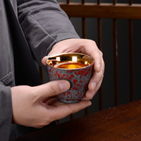 天目釉陶瓷鎏金窯變茶杯品茗杯單杯子建盞日式盞杯茶盞茶碗主人杯