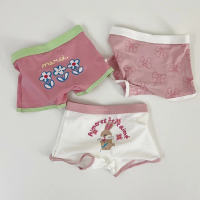 【韓國 V.Bunny】女童女孩100-160cm棉質內褲3件組 - 粉色花朵兔子蝴蝶結滾邊(TM2402-307)