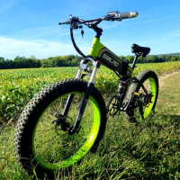 Foldable Electric Bike 26“ Fat Tire Ebike 1000W 14Ah For Samsung Battery Electric Folding Bicycle Full Suspension Mountain EBike