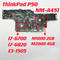 01AY362 01AY360 NM-A451 Mainboard For LENOVO Thinkpad P50 Laptop Motherboard With i7-6700H i7-6820H CPU M1000 M2000 2G/4G GPU