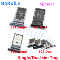 BaRuiLe 5pcs Single Dual Sim Tray Holder For Samsung Galaxy S21 S22 S23 Plus S21 Ultra S21u Slot Holder Adapter Socket Parts