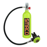 SMACO-S400 Mini Scuba Diving Tank Equipment, Cylinder with 16 Minutes Capability, 1 Litre Capacity, Refillable Design,