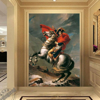 拿破侖油畫壁紙3d立體酒店餐廳玄關過道大型壁畫走廊豎版墻紙布