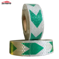 ZATOOTO 5CM*45M Double Arrow Style Reflective Safety Warning Tape Sticker Green White Arrow Car Motorcycle Reflective Film
