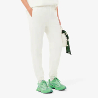 【LACOSTE】女裝-雙面網眼布縮口運動長褲(白色)