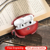 CONTACT'S For Huawei Freebuds Pro Case With Necklace Genuine Leather Protective Cover Hook Bluetooth Wireless Earphone Box