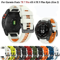 26mm 22mm Quickfit Watchband For Garmin Fenix 7X Pro 6X Pro 5X Plus Instinct 2X Silicone Wristband For Garmin Fenix 7 6 5 Correa