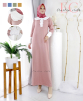 ELASTRA - Gamis Kaos / gamis kaos kombinasi kerah / gamis terbaru / gamis kekinian 1151B