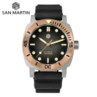 San Martin 42mm Titanium Men Diver Watch Bronze Bezel Sport Waterproof Automatic Mechanical Wristwatch Sapphire Luminous SN0125