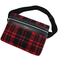 YSL Saint Laurent City belt bag 質感格紋毛呢胸口包/腰包(紅黑)
