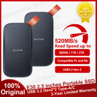 SanDisk Portable E30 External SSD 480G 1TB 2T 520M External Hard Drive SSD USB3.2 HD SSD Hard Drive Solid State Disk for Laptop