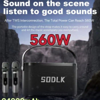 SODLK S1271 Portable Bluetooth Speaker 560W High Power Subwoofer Wireless TWS Outdoor Home Singing HIFI Sound Quality Speaker