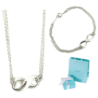 【Tiffany&Co. 蒂芙尼】價差六千元-925純銀 Infinity 無限項鍊+手鍊(兩件組)