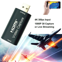 Mini Video Capture Card USB 2.0 HDMI Video Card Grabber Record Box for PS4 Game DVD Camcorder HD Camera Recording Live Streaming