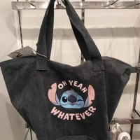 Disney Stitch Book Handbag Boy Girl Student Shoulder Bag Cartoon Cute Shopping Bag Canvas Storage Bag Tote Bag