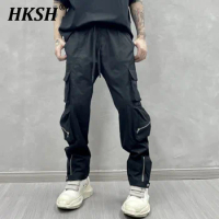 HKSH Men's Dark American Vintage Chic Trend Zippered Three-dimensional Pockets Workwear Pants High Sense Design Tactical HK1664