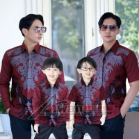 TERBARU BATIK BALADEWA LENGAN PANJANG DAN PENDEK KEMEJA PRIA DEWASA ANAK LAKI LAKI WARNA BURGUNDY