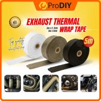 5M Exhaust Wrap Tape 5cm or 2.5cm Glass Fiber Insulation Heat Resistant Shield Kain Ekzos Paip