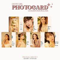 PHOTOCARD OH MY GIRL GOLDEN HOURGLASS 2SISI (ISI 7 PCS + LAMINASI 2 SISI) TANDA TANGAN TTD KPOP CARD