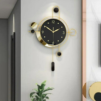 時尚掛鐘 北歐簡約時鐘 造型背景裝飾鐘錶 輕奢鐵藝靜音石英鐘 擺鐘