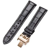 PCAVO For Longines Original Watch Genuine Leather Strap Male Butterfly Buckle Male And Female Strap