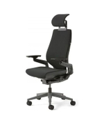 เก้าอี้ Steelcase Ergonomic รุ่น Gesture พนักพิงสูงแบบ Wrap โครงเทา หุ้มผ้าดำ - สีเทาและดำ