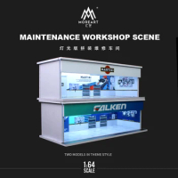 MoreArt 1:64 Falken/Martini Model Parking Lot, Assembly Repair shop With Lights, Model Storage Box