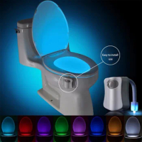 Smart PIR 16 Colors Motion Sensor Toilet Seat Night Light Waterproof For Toilet Bowl Luminaria Lamp Hanging type WC Toilet Ligh