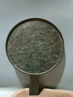 日本回流古董銅器江戶時期古銅鏡，松竹梅歲寒三友銅鏡龜鶴鏡，題