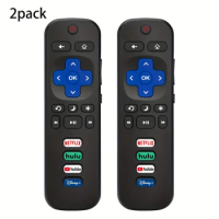 2 remote controls compatible with TCL Roku/Hisense Roku/Onn Roku/Philips Roku smart TV (not applicable to RokuStick and box)