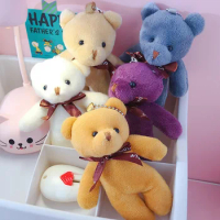 6PCS 12CM Teddy Bear Plush Toy Siamese Bear Doll Bear Toy Small Gift Factory Wholesale Key Chain Pendant Gifts For Boyfriends