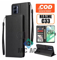 NEW DOMPET HP UNTUK REALME C33 NEW 2022 LEATHER FLIP CASE WALLET SARUNG BUKU
