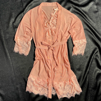 [ Racun Lingerie ] Lingerie Kimono Dress Piyama Tidur Nightwear Deep Dress Renda Lace Lengan 3/4 Tra