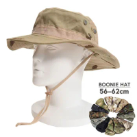 Tactical Boonie Hat Men Cotton Camo Cap Airsoft Sniper Bucket Caps Hiking Climbing Fishing Summer Outdoor Sports Hunting Hats