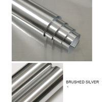 Silver Mirror Brushed Stainless Steel Self-Adhesive Metal Furniture Renovation Sticker Thick Wallpap