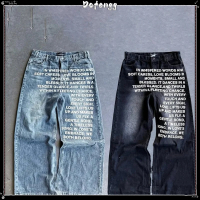 Dafengg Y2K Men Jeans Vintage American Pattern Letter Jeans Streetwear Gothic Harajuku Hip Hop Men W