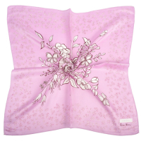 Nina Ricci 手繪風花朵混綿方型絲巾-粉紅色