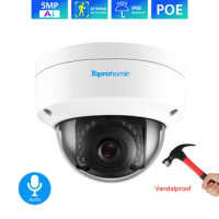 TOPROHOMIE H.265 5MP HD 48V POE IP Camera IP66 Vandalproof In/Outdoor Dome security ip camera Audio Record Sound Camera