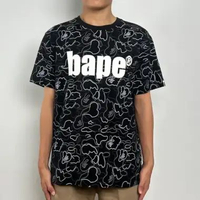 Kaos BAPE TEXT WHITE CAMO GREY BLACK TSHIRT 100% ORIGINAL XL