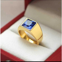Cincin titanium ruby siam permata merah elegan/aksesoris cincin titanium pria super keren
