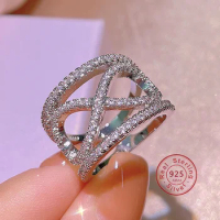 High Quality S925 Stamp Infinity Ring Endless Love Symbol Fashion Wide Rings for Women with 925 Sterling Silver Wedding Ring