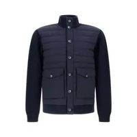 Herno Down Padding Jacket in Merino Wool Yarn Navy 50 Blue
