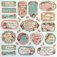 Retro Pink Rose Christmas Stickers DIY Scrapbooking Diary Photo Album Junk Journal Happy Planner Decorative Tag Gift Sticker