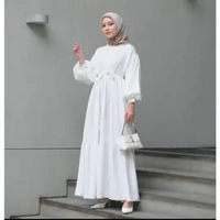 Baju GAMIS BREZANI MIDI LONG DRESS REMAJA RUFFLE Putih
