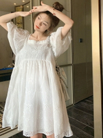 夏季白色蕾絲連身裙女小個子娃娃裙在逃公主甜美清純初戀裙子洋裝