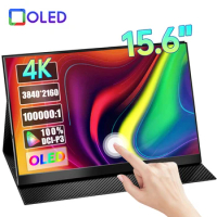 15.6 Inch 4K AMOLED Touch Screen Portable Monitor 3840*2160P 400Nit HDR 100000:1 1MS Gaming Display For PC Laptop Phone PS5 Xbox