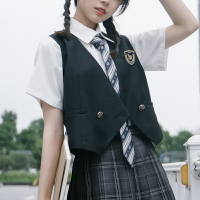 【現貨】栗子蜜jk馬甲日系西裝背心外套女夏季黑色制服學院風馬夾